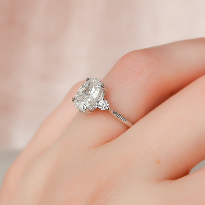The Lucy Oval Lab Diamond Moissanite Engagement Ring *Shown with 2.5 ct #material_white