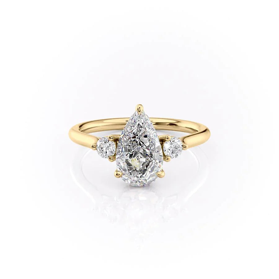 The Lucy Set With Pear Side Stone Lab Diamond 1 Carat 14K Gold#material_14k-gold