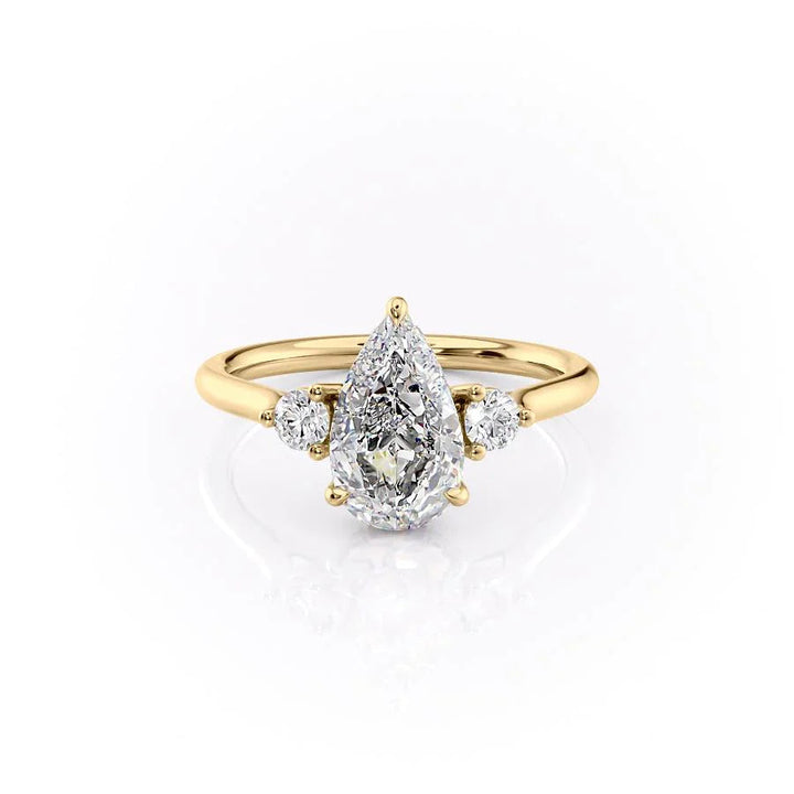 The Lucy Set With Pear Side Stone Lab Diamond 1 Carat 14K Gold#material_14k-gold