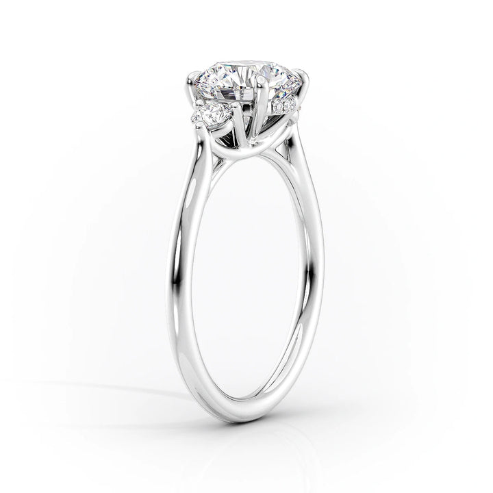 The Lucy Set With Pear Side Stone Moissanite#material_14k-white