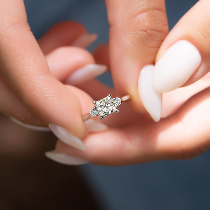 The Lucy Princess Lab Diamond Moissanite Engagement Ring *Shown with 1 ct #material_white