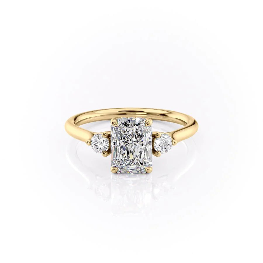 The Lucy Set With Radiant Side Stone Lab Diamond 1 Carat 14K Gold#material_14k-gold