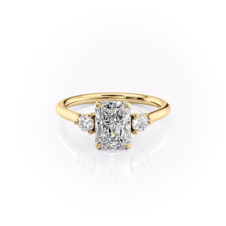 The Lucy Set With Radiant Side Stone Moissanite#material_14k-gold