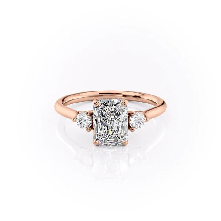 The Lucy Set With Radiant Side Stone Lab Diamond 1 Carat 14K Rose#material_14k-rose