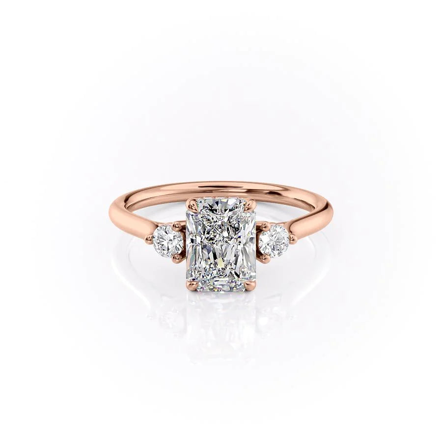 The Lucy Set With Radiant Side Stone Moissanite#material_14k-rose