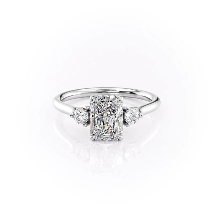 The Lucy Set With Radiant Side Stone Lab Diamond 1 Carat 14K White#material_14k-white