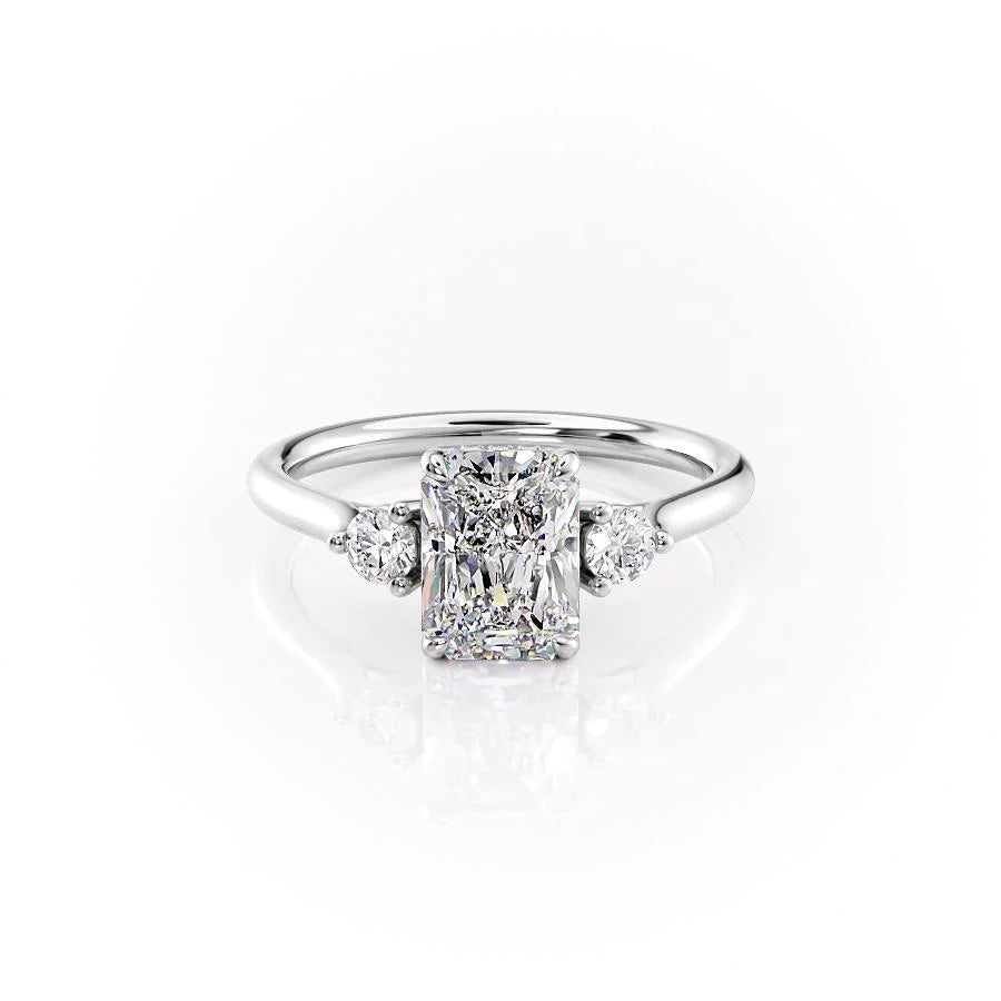 The Lucy Set With Radiant Side Stone Moissanite#material_14k-white