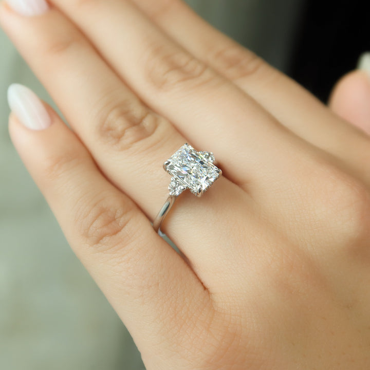 The Lucy Set With Radiant Side Stone Moissanite#material_14k-white