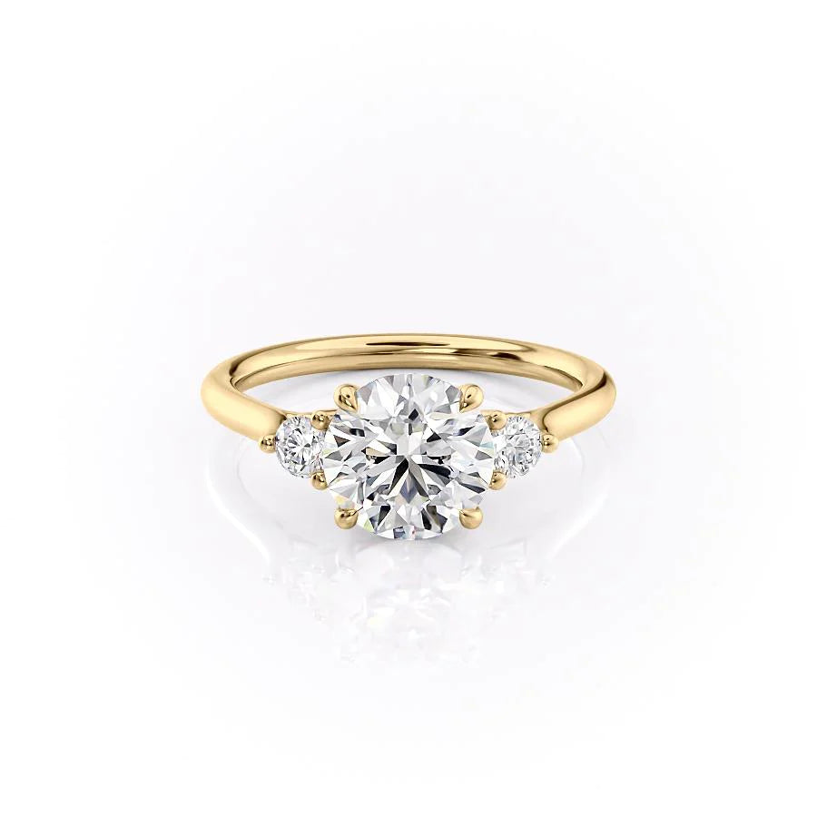 The Lucy Set With Round Side Stone Lab Diamond 1 Carat 14K Gold#material_14k-gold