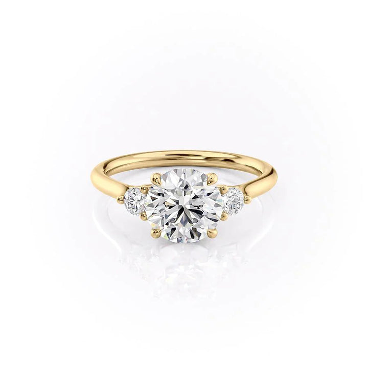 The Lucy Set With Round Side Stone Lab Diamond 1 Carat 14K Gold#material_14k-gold