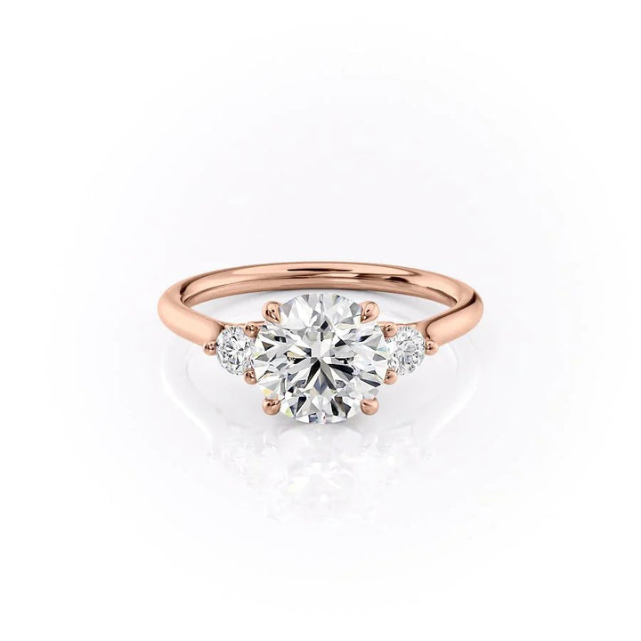 The Lucy Set With Round Side Stone Lab Diamond 1 Carat 14K Rose#material_14k-rose