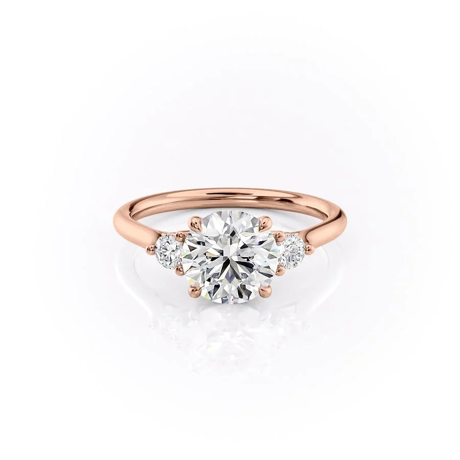 The Lucy Set With Round Side Stone Lab Diamond 1 Carat 18K Rose#material_18k-rose