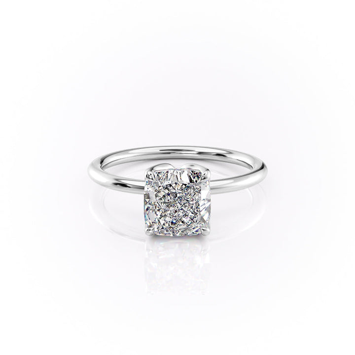 The Luisa Set With A Cushion Solitaire Moissanite 1 Carat 14K White#material_14k-white