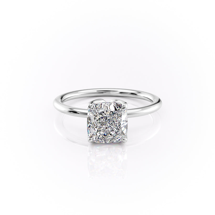 The Luisa Set With A Cushion Solitaire Moissanite 1 Carat 18K White#material_18k-white