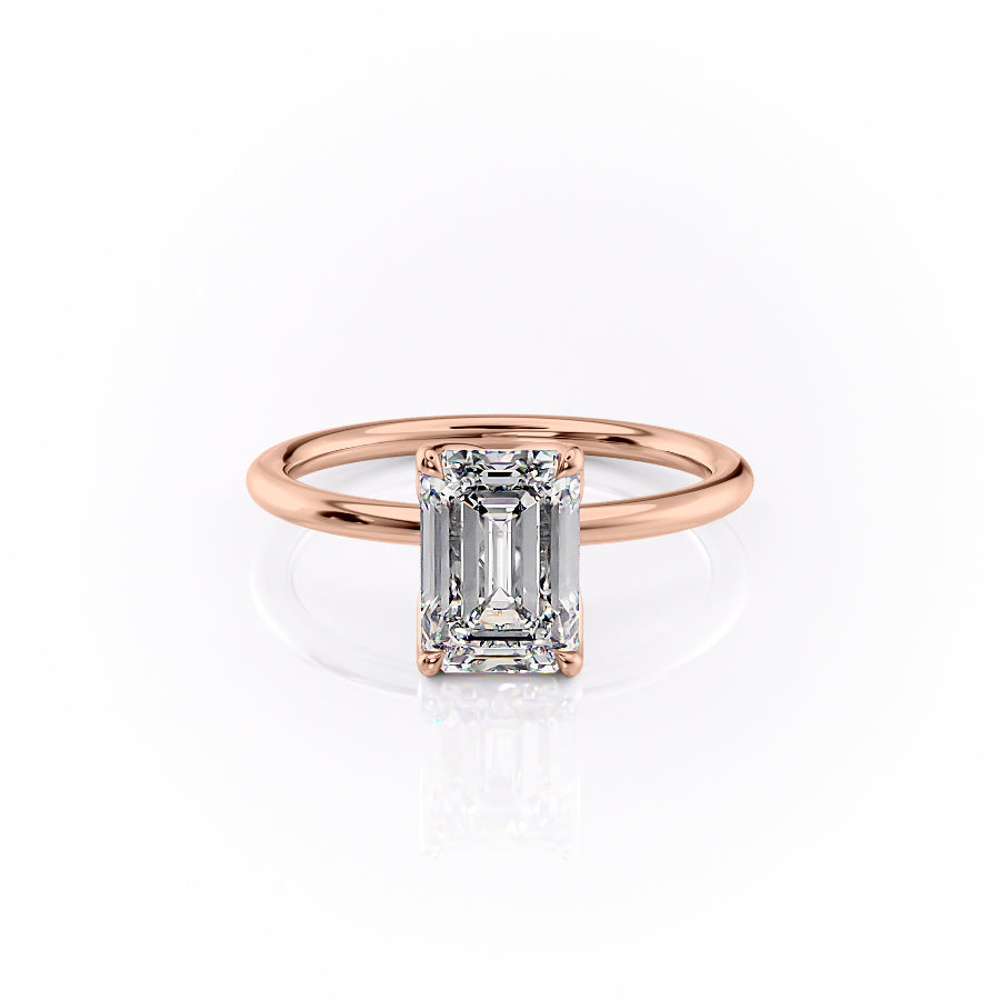 The Luisa Set With A Emerald Solitaire Moissanite 1 Carat 14K Rose#material_14k-rose