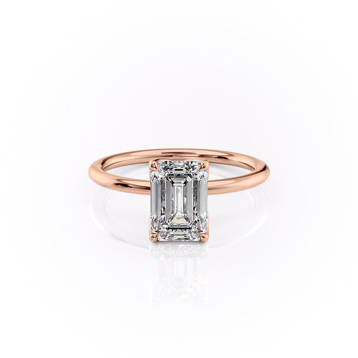The Luisa Set With A Emerald Solitaire Moissanite 1 Carat 14K Rose#material_14k-rose