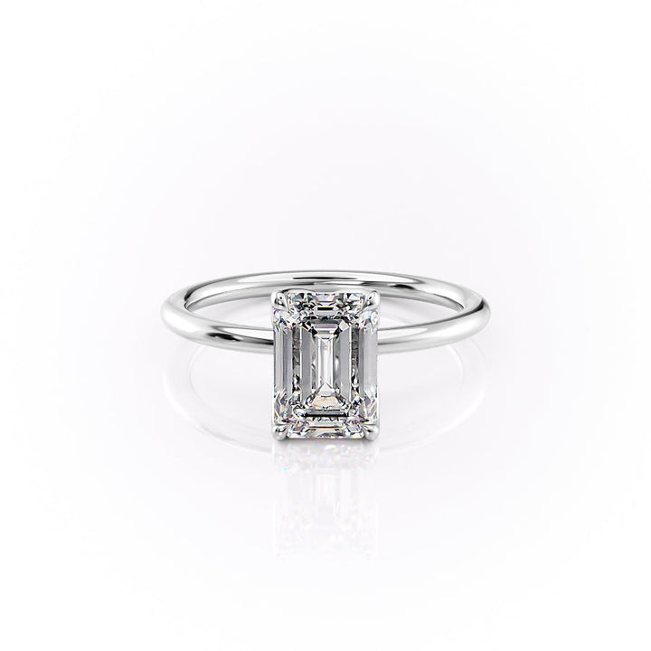 The Luisa Set With A Emerald Solitaire Moissanite 1 Carat 14K White#material_14k-white