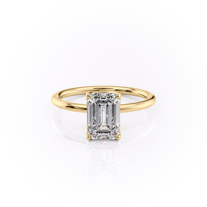 The Luisa Set With A Emerald Solitaire Moissanite 1 Carat 18K Gold#material_18k-gold