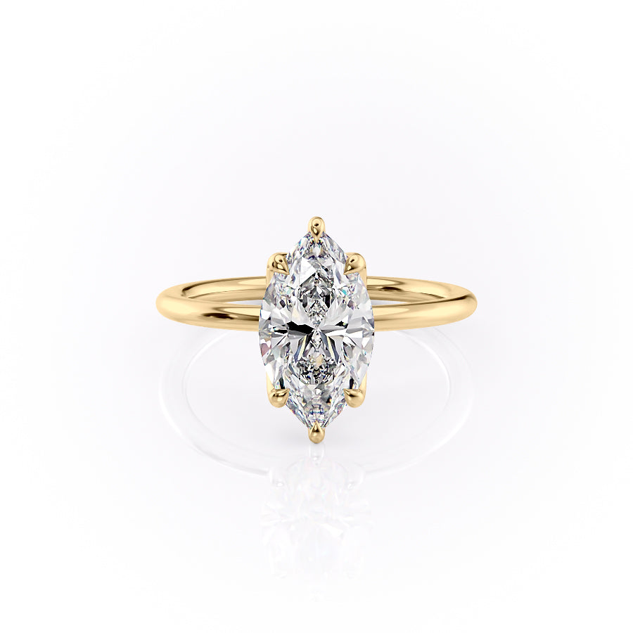 The Luisa Set With A Marquise Solitaire Moissanite 1 Carat 14K Gold#material_14k-gold
