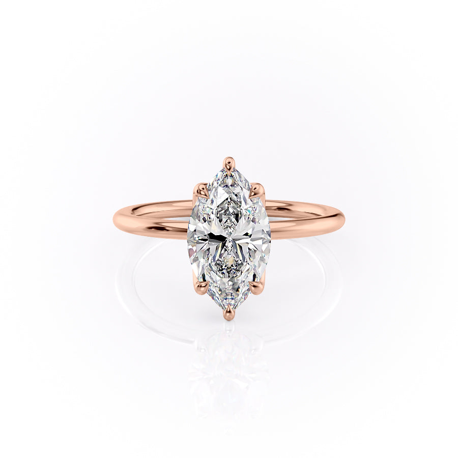 The Luisa Set With A Marquise Solitaire Moissanite 1 Carat 14K Rose#material_14k-rose