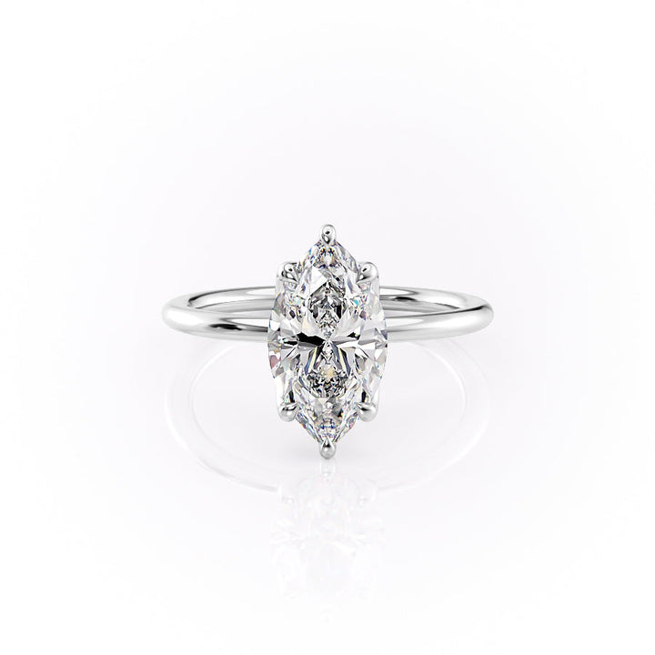 The Luisa Set With A Marquise Solitaire Moissanite 1 Carat 14K White#material_14k-white