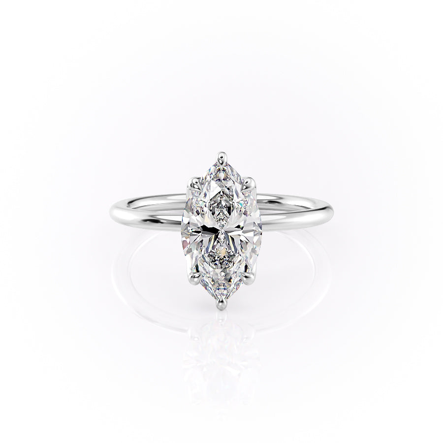 The Luisa Set With A Marquise Solitaire Moissanite 1 Carat 18K White#material_18k-white