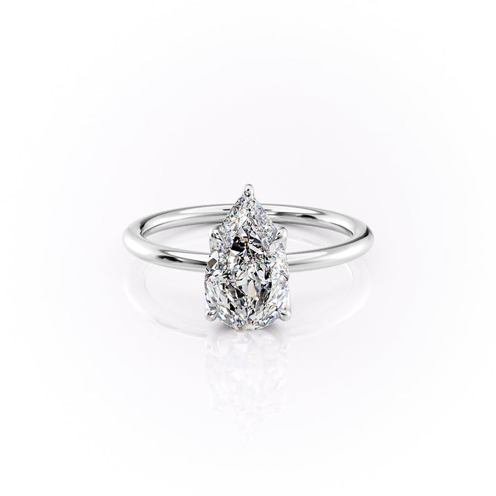 The Luisa Set With A Pear Solitaire Moissanite 1 Carat 14K White#material_14k-white
