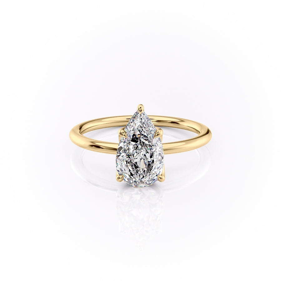 The Luisa Set With A Pear Solitaire Moissanite 1 Carat 18K Gold#material_18k-gold