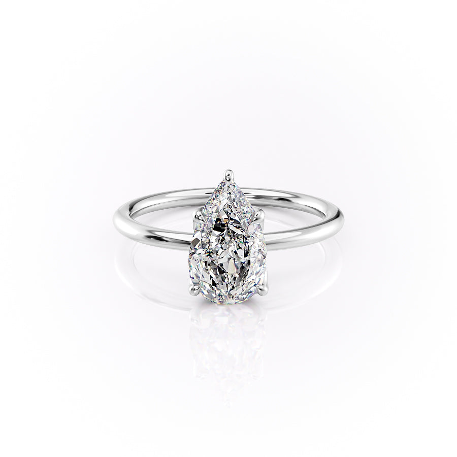 The Luisa Set With A Pear Solitaire Moissanite 1 Carat 18K White#material_18k-white