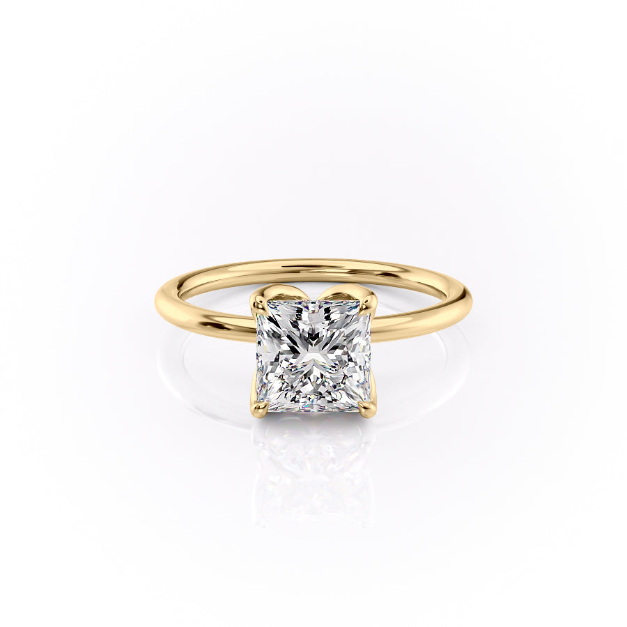 The Luisa Set With A Princess Solitaire Moissanite 1 Carat 18K Gold#material_18k-gold
