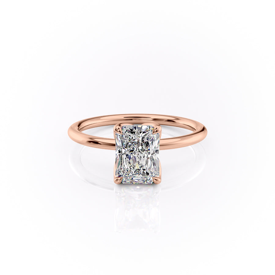 The Luisa Set With A Radiant Solitaire Moissanite 1 Carat 14K Rose#material_14k-rose