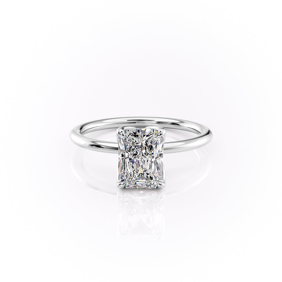 The Luisa Set With A Radiant Solitaire Moissanite 1 Carat 18K White#material_18k-white