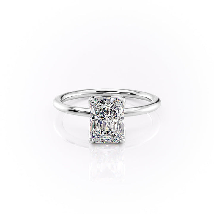 The Luisa Set With A Radiant Solitaire Moissanite 1 Carat 18K White#material_18k-white