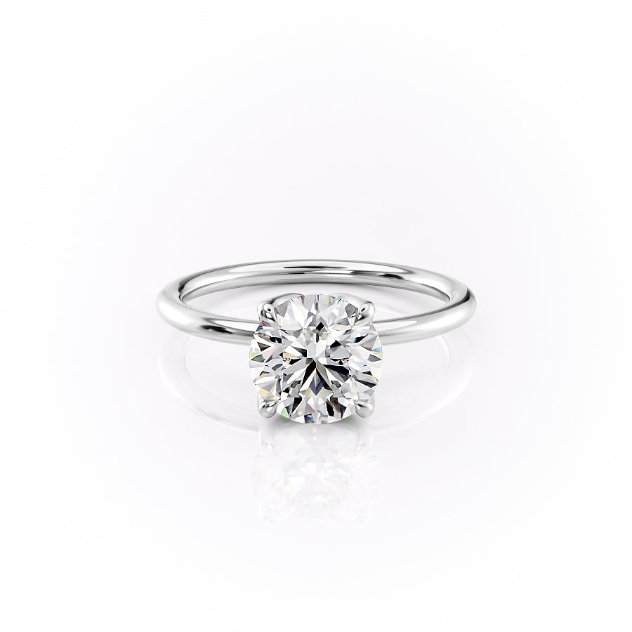 The Luisa Set With A Round Solitaire Moissanite 1 Carat 18K White#material_18k-white