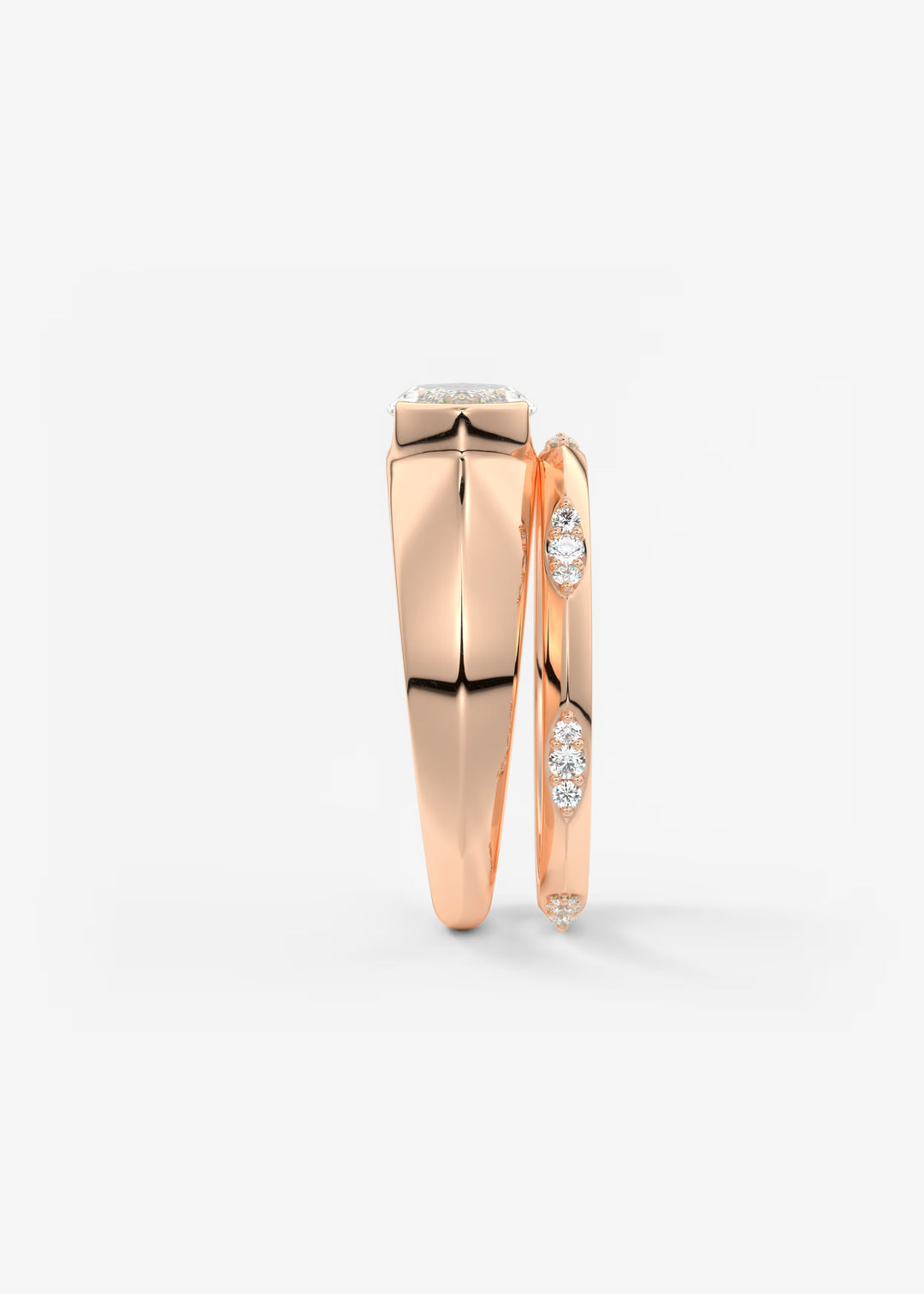 The Lune Horizon Chunky Marquise Cut Half Bezel Engagement Ring with Peekaboo Gallery#material_rose