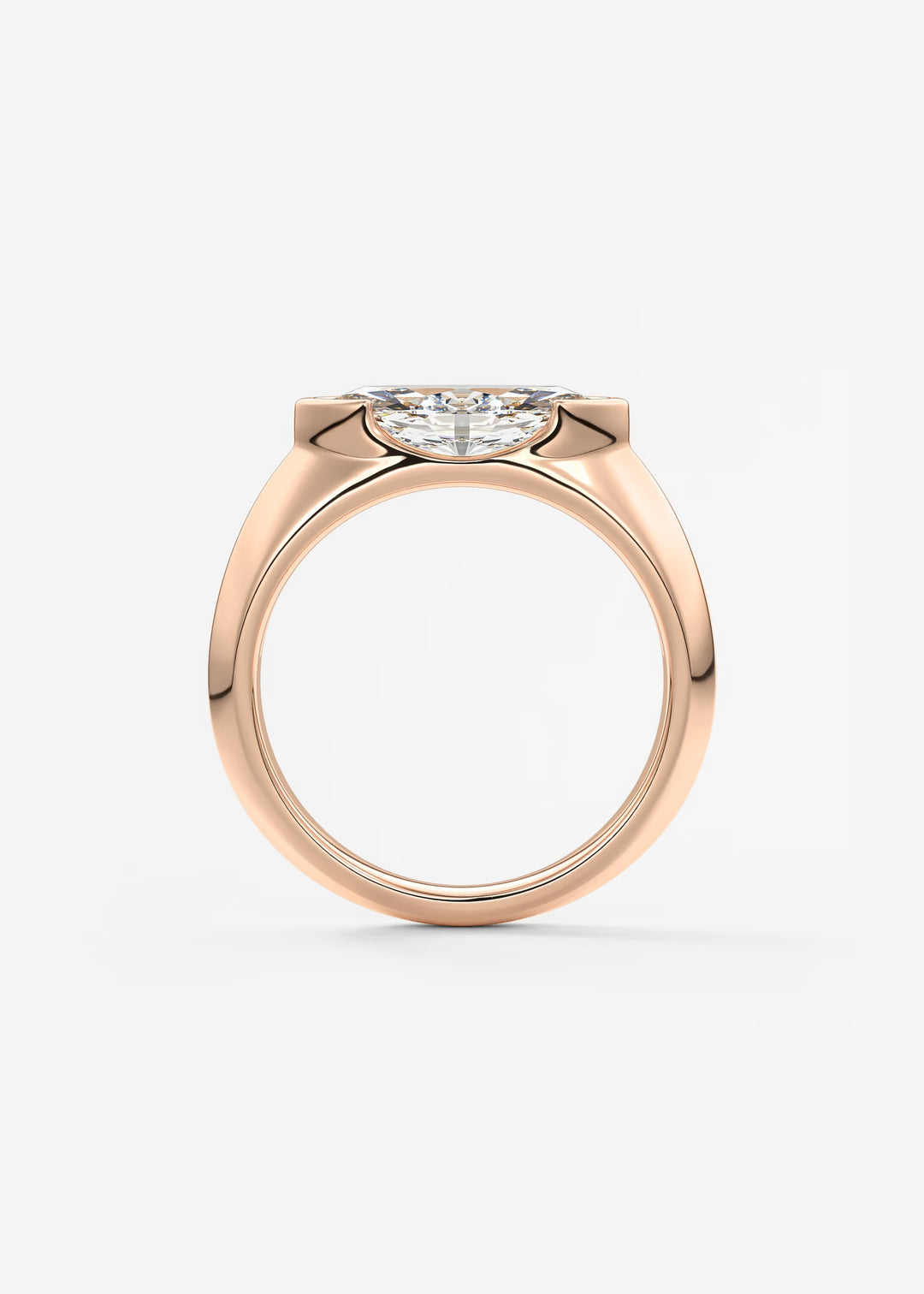 The Lune Horizon Chunky Marquise Cut Half Bezel Engagement Ring with Peekaboo Gallery#material_rose