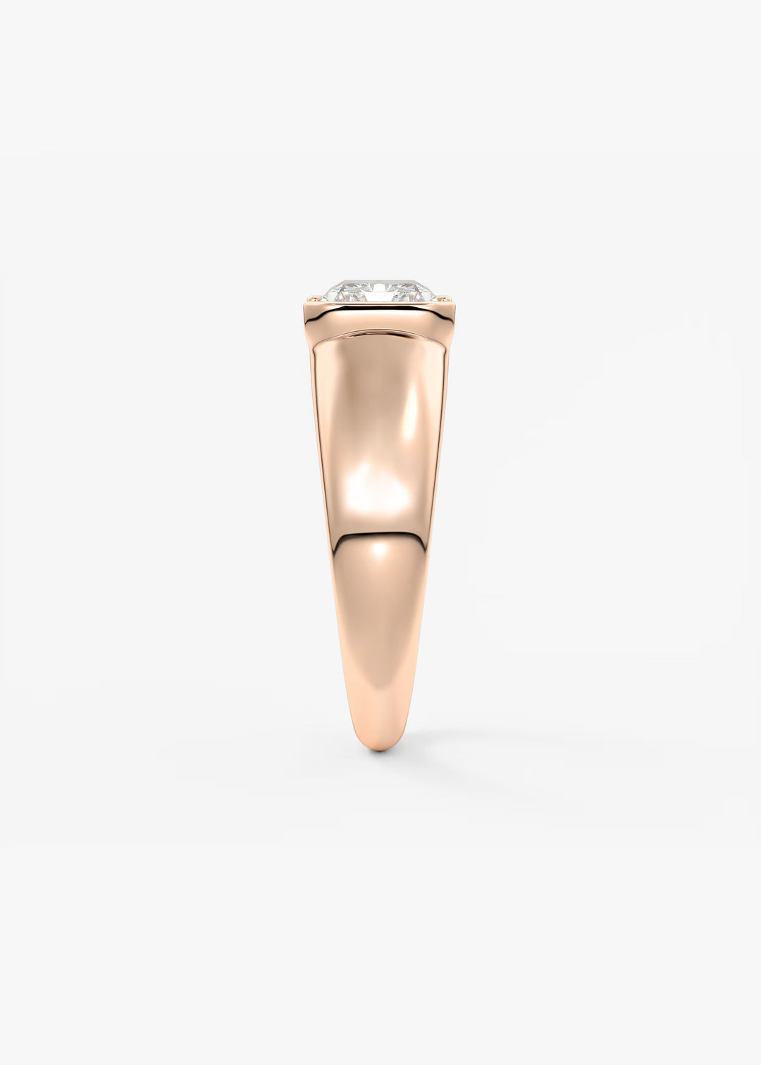 The Lune Horizon Chunky Radiant Cut Half Bezel Engagement Ring with Peekaboo Gallery#material_rose