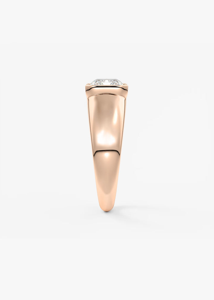 The Lune Horizon Chunky Radiant Cut Half Bezel Engagement Ring with Peekaboo Gallery#material_rose