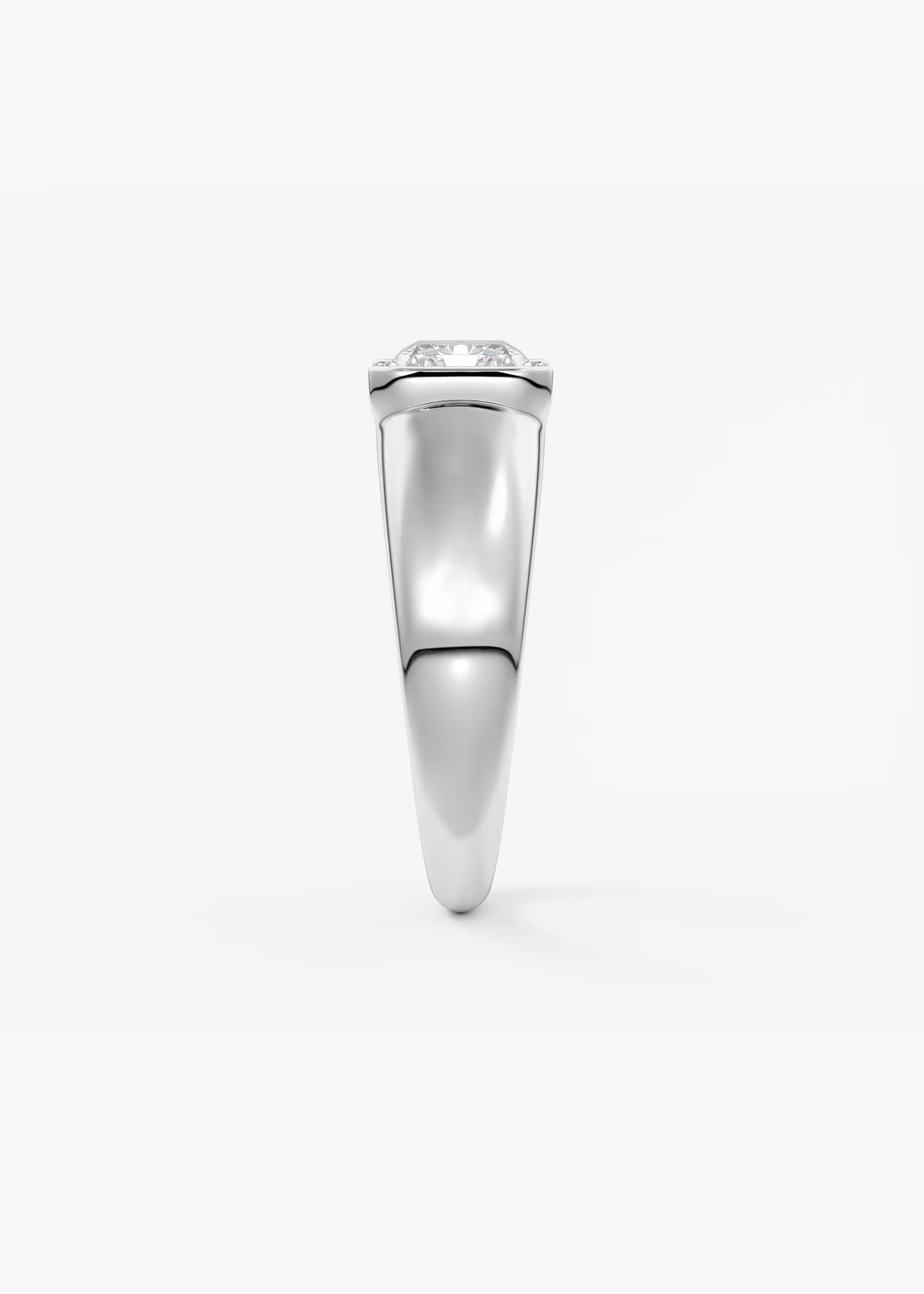 The Lune Horizon Chunky Radiant Cut Half Bezel Engagement Ring with Peekaboo Gallery#material_white