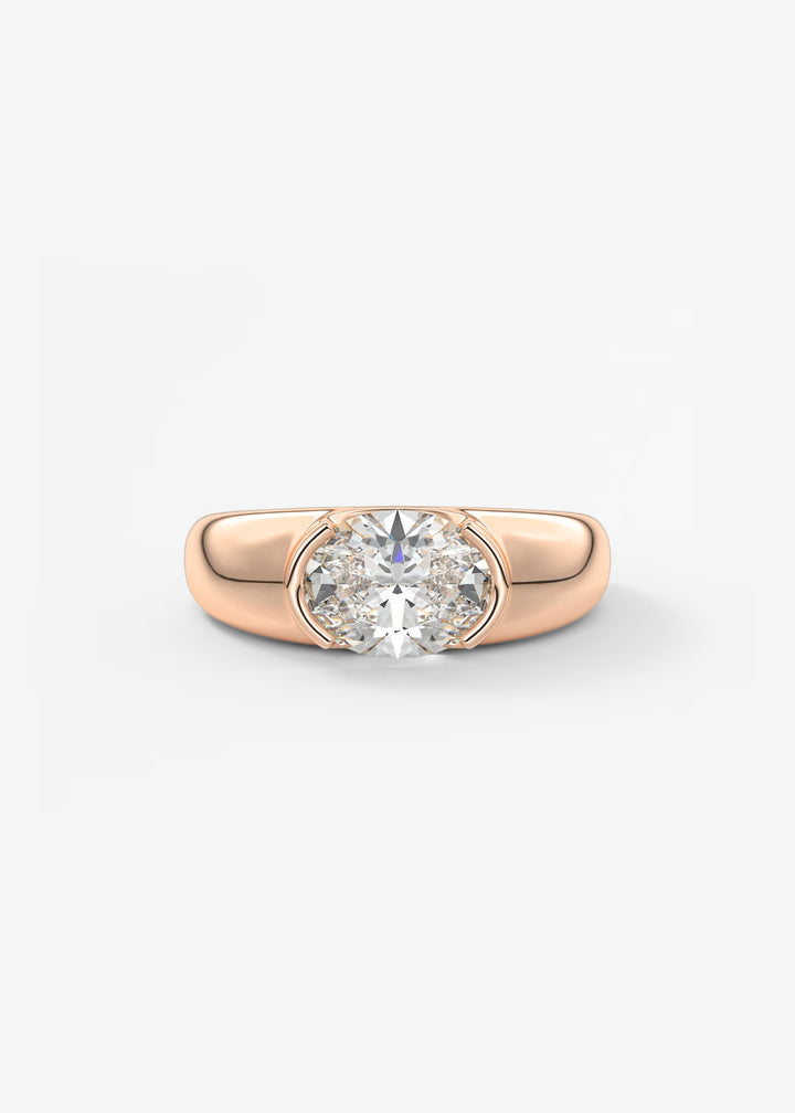 Rose gold ring with a diamond on a light gray background#material_rose