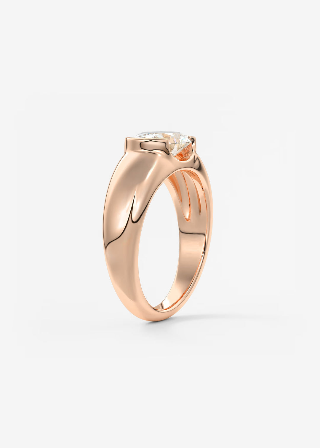 The Lune Horizon Chunky Oval Cut Half Bezel Engagement Ring with Peekaboo Gallery#material_rose