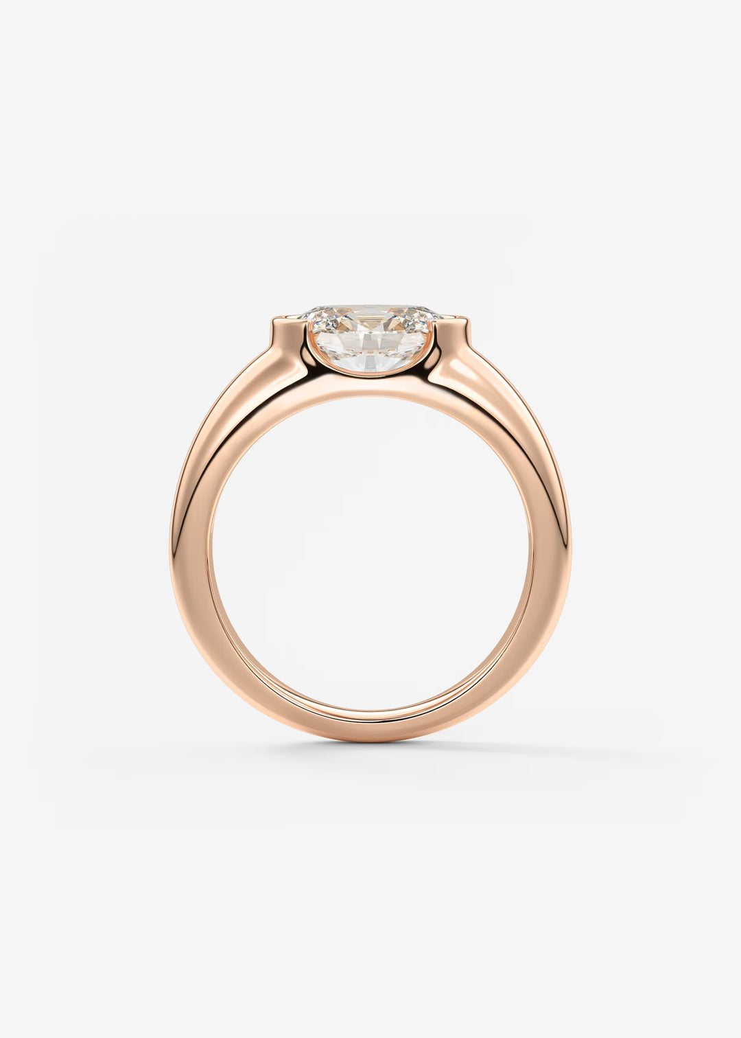 The Lune Horizon Chunky Oval Cut Half Bezel Engagement Ring with Peekaboo Gallery#material_rose