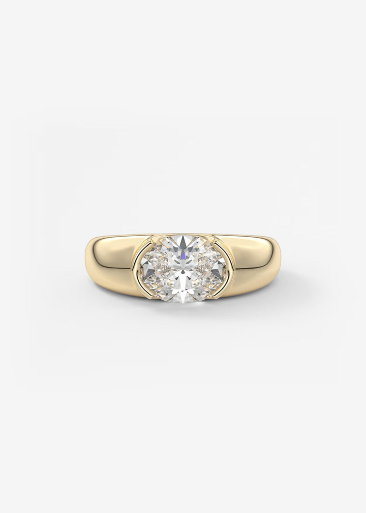 Gold ring with a diamond on a white background#material_gold