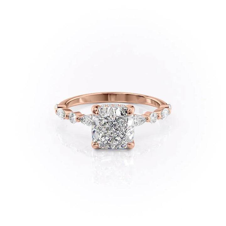 The Lyra Set With Cushion Side Stone Lab Diamond 1 Carat 14K Rose#material_14k-rose