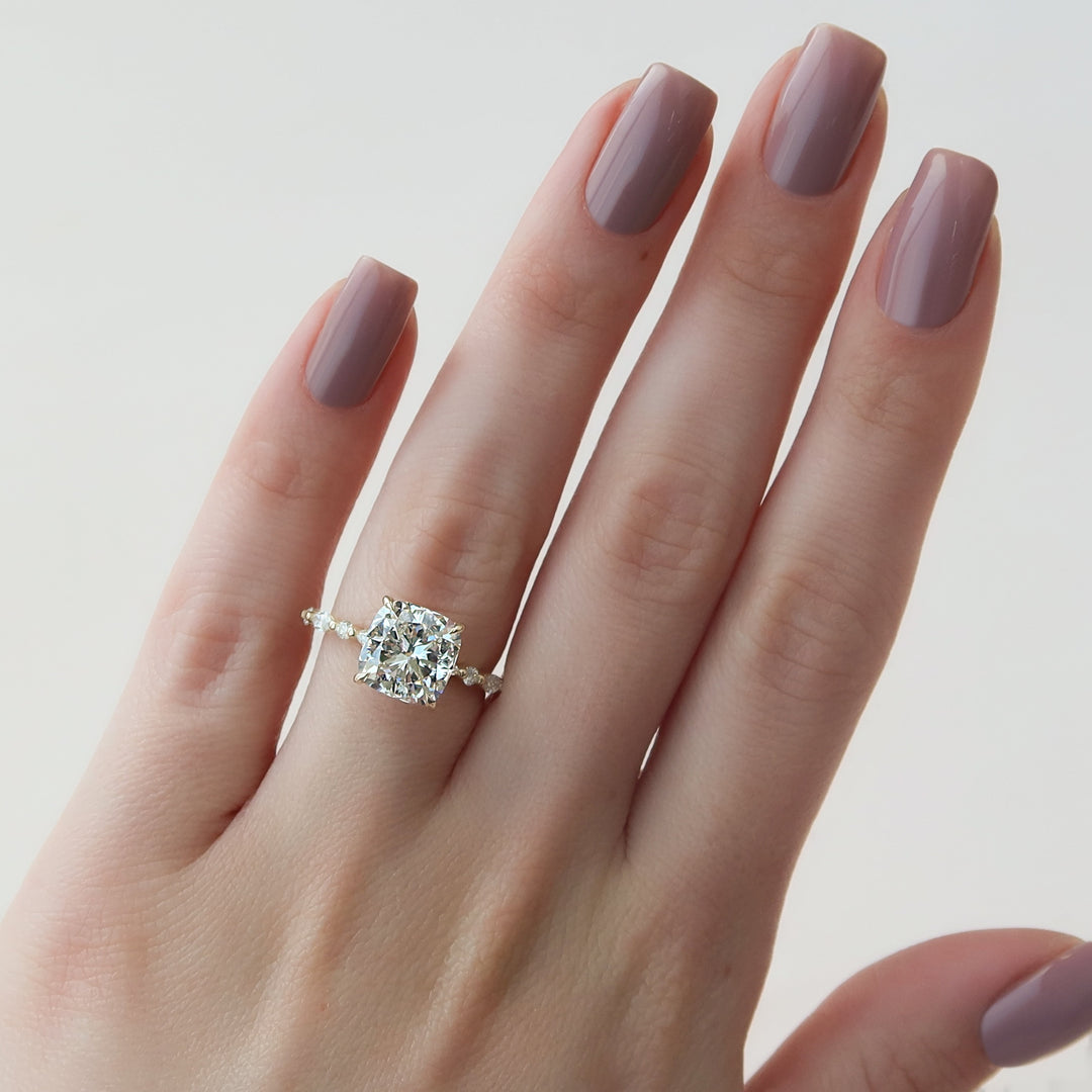 The Lyra Cushion Lab Diamond Moissanite Engagement Ring