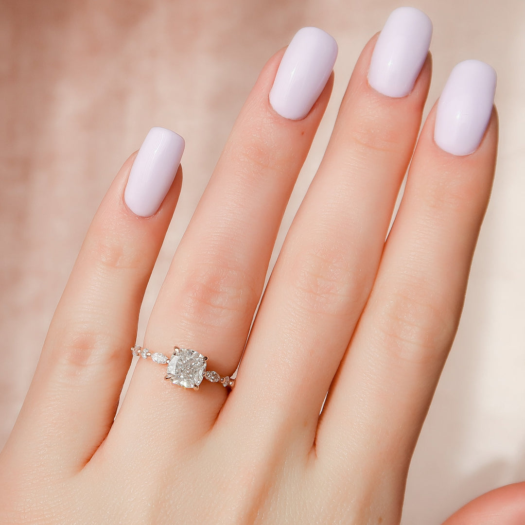 The Lyra Cushion Lab Diamond Moissanite Engagement Ring