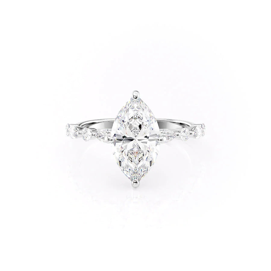 The Lyra Set With Marquise Side Stone Lab Diamond 1 Carat 14K White#material_14k-white