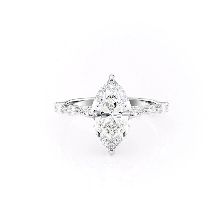 The Lyra Set With Marquise Side Stone Lab Diamond 1 Carat 14K White#material_14k-white