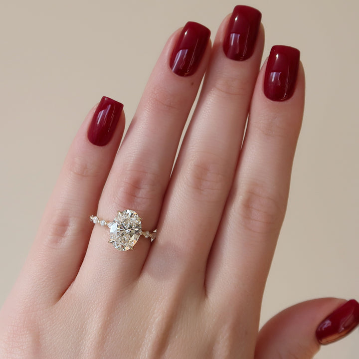 The Lyra Oval Lab Diamond Moissanite Engagement Ring *Shown with 3.5 ct #material_gold