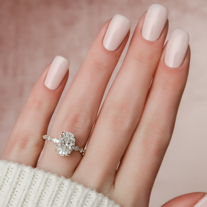 The Lyra Oval Lab Diamond Moissanite Engagement Ring *Shown with 3 ct #material_gold